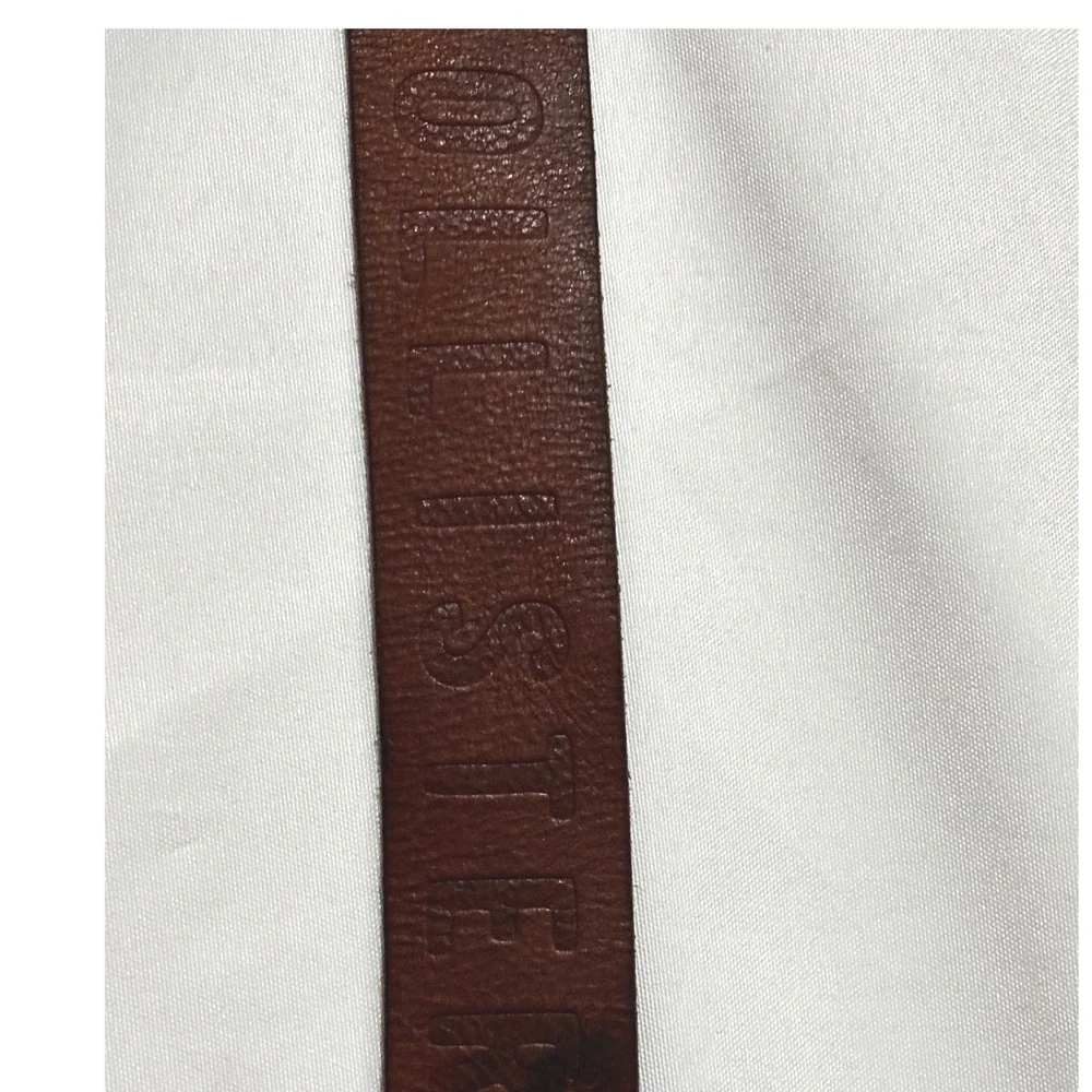 Y2K Hollister California Brown Leather Belt Mens Sz 32 Embossed Logo Distressed